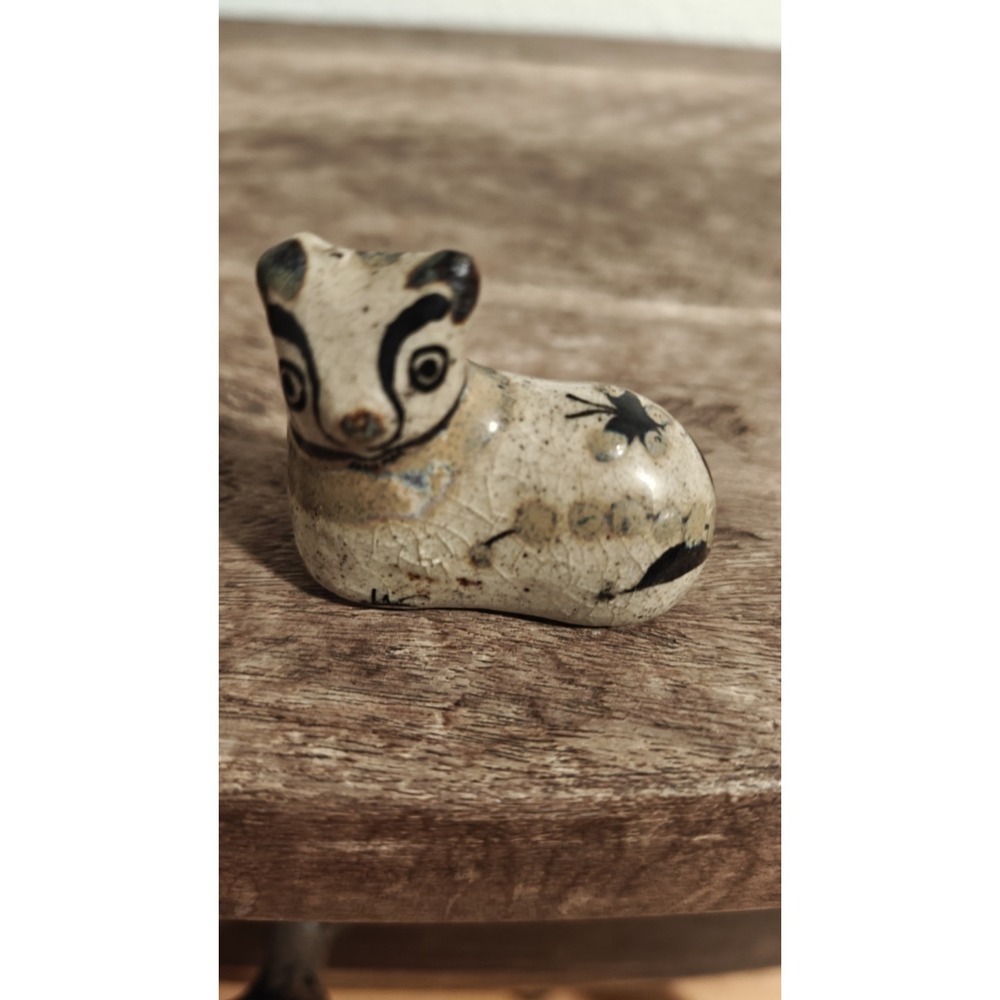 Vintage Tonala Cat Hand Painted Pottery Mexican Folk Art Figurine Mexico Cat